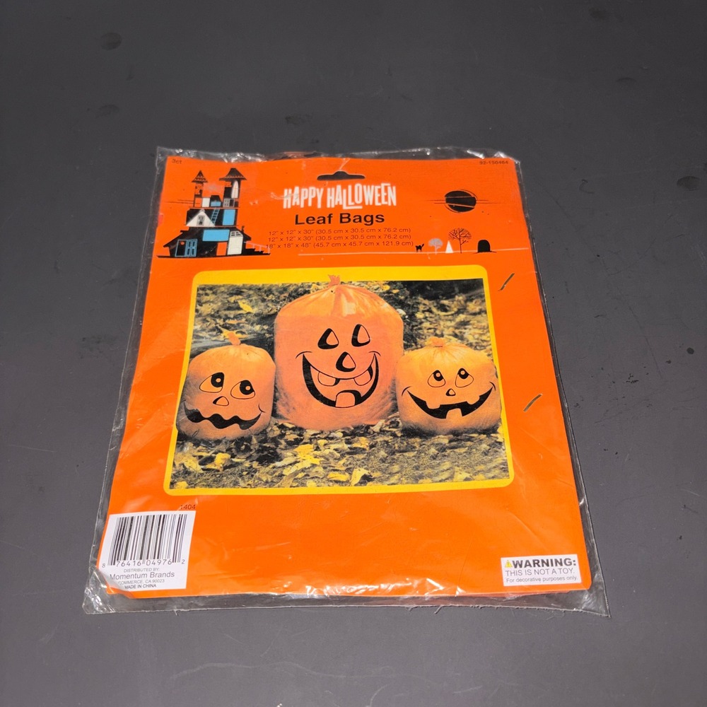 Momentum Brands Happy Halloween Jack-O-Lantern Leaf Bags 3ct Orange Pumpkin